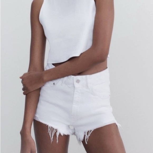 Zara Pants - Zara nat white ripped distressed high waisted shorts pants